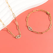 18K Gold PVD Stainless Steel Stone
